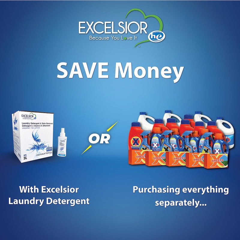 Excelsior - Laundry Detergent with Eco Bottle- Concentrated Liquid - Unscented, Biodegradable, Solvent, and Phosphate Free 3 Liter (1, Old Packaging) - Image 2